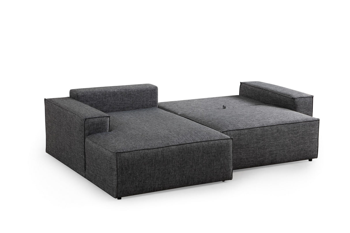 Corner sofa with sleeping function on the left pirlo dark gray