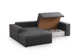 Corner sofa with sleeping function on the left pirlo dark gray