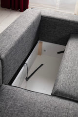 Corner sofa with sleeping function on the left pirlo dark gray