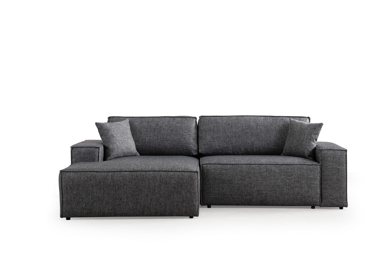 Corner sofa with sleeping function on the left pirlo dark gray