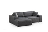 Corner sofa with sleeping function on the left pirlo dark gray