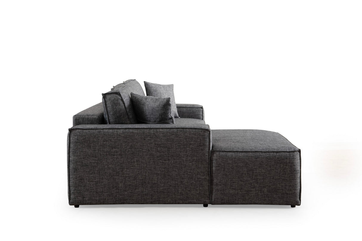 Corner sofa with sleeping function on the left pirlo dark gray