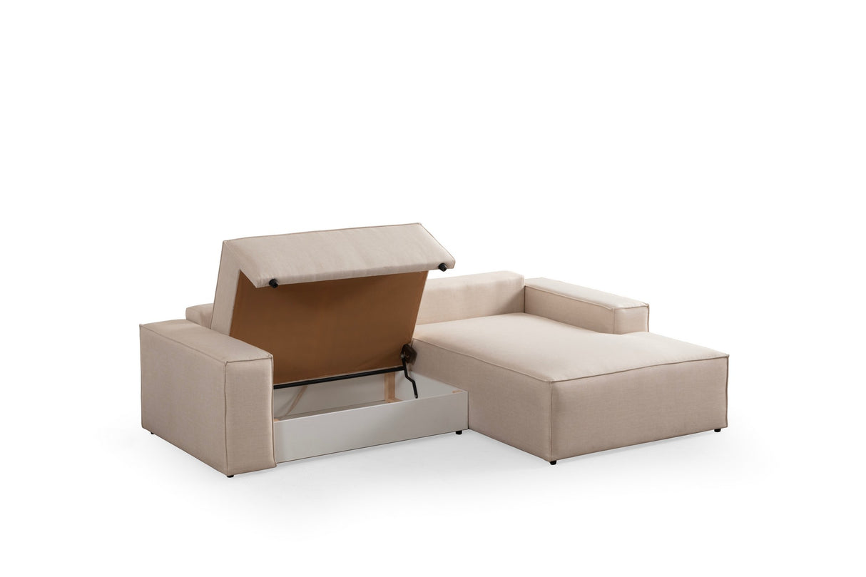 Corner sofa with sleeping function on the right Pirlo ecru