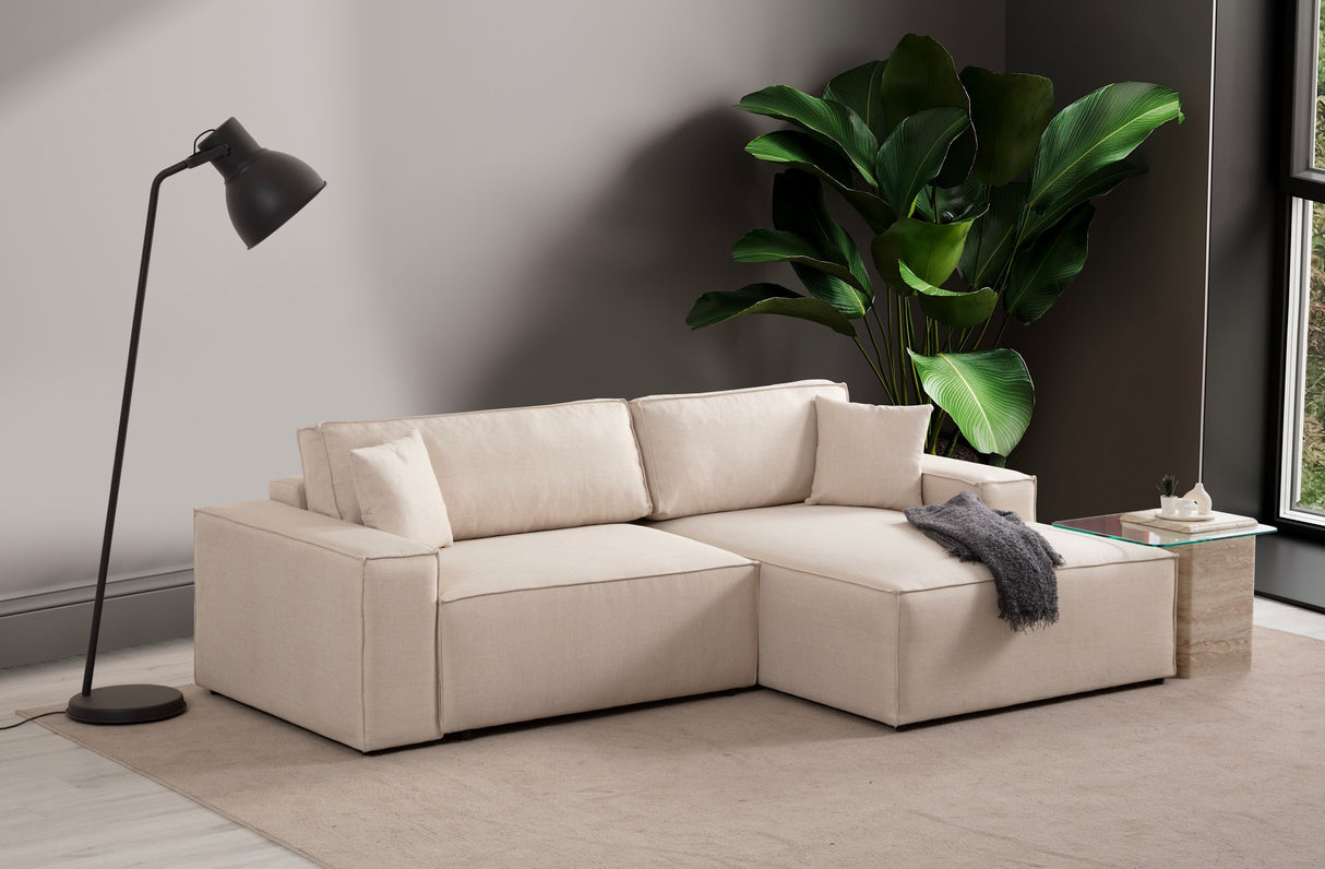 Corner sofa with sleeping function on the right Pirlo ecru