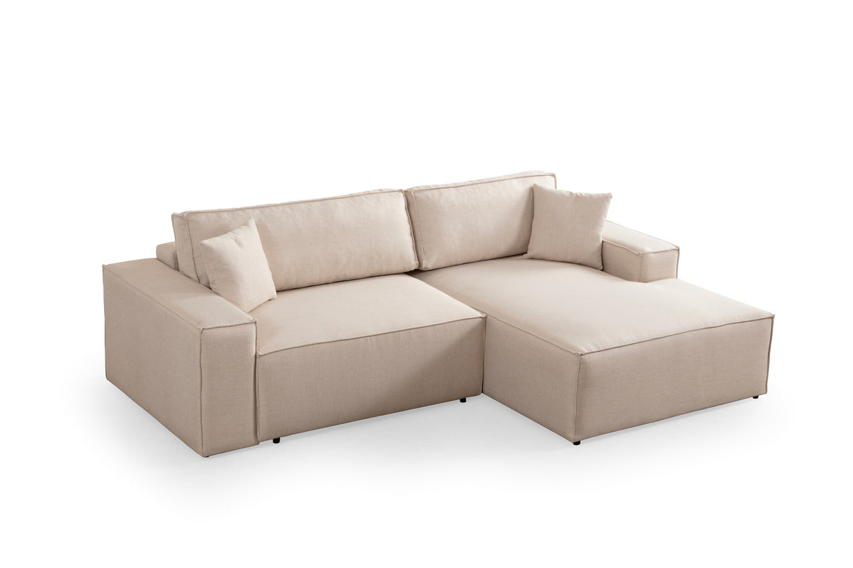 Corner sofa with sleeping function on the right Pirlo ecru