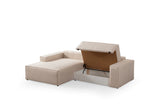 Corner sofa with sleeping function on the left Pirlo ecru