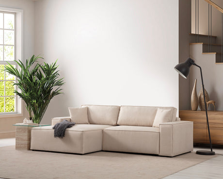 Corner sofa with sleeping function on the left Pirlo ecru