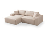 Corner sofa with sleeping function on the left Pirlo ecru