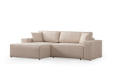 Corner sofa with sleeping function on the left Pirlo ecru