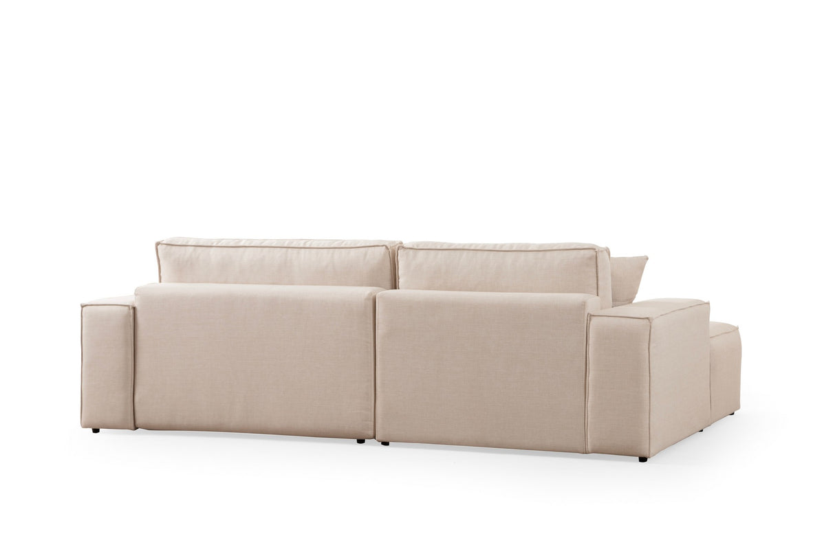 Corner sofa with sleeping function on the left Pirlo ecru