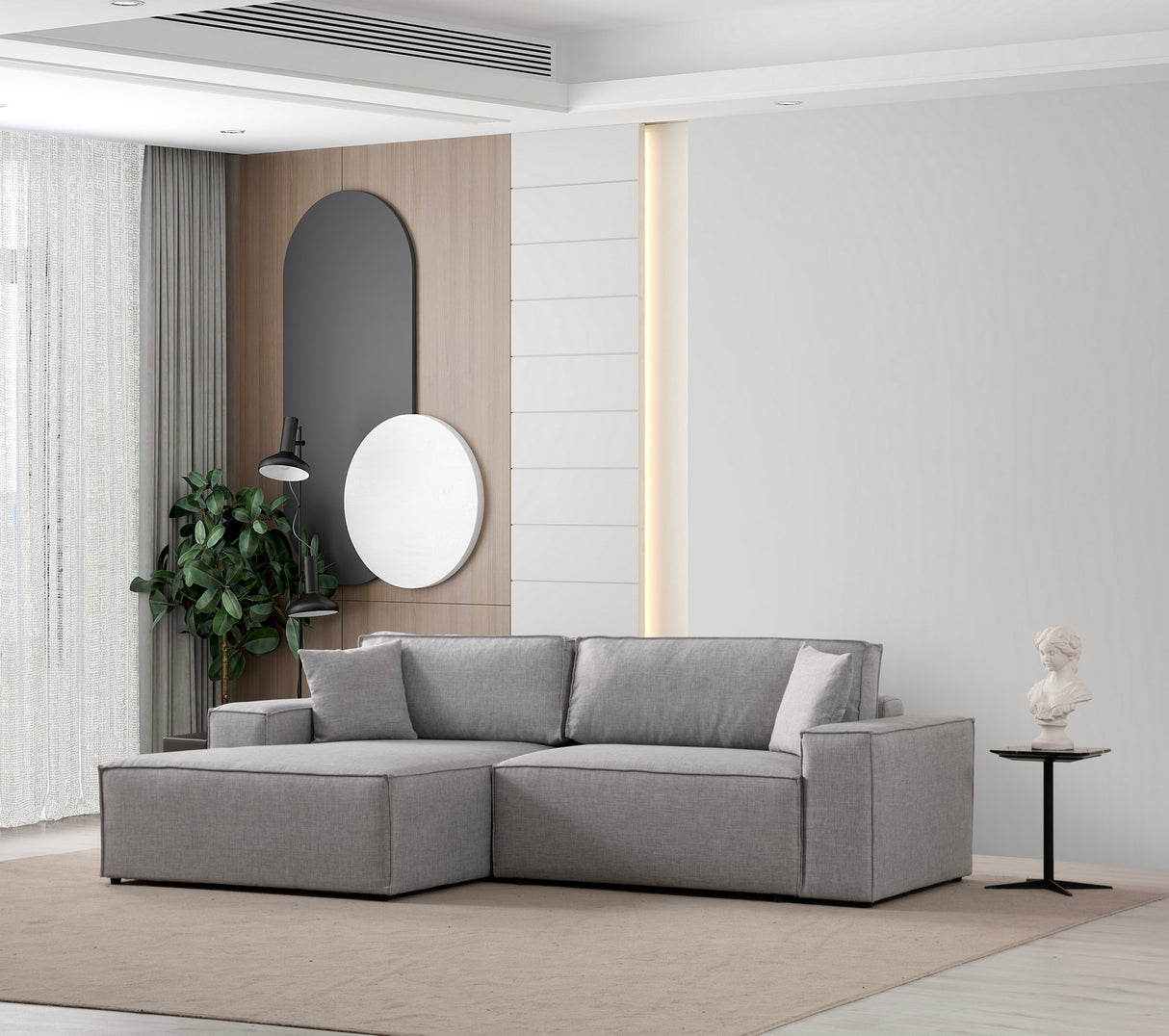 Corner sofa with sleeping function on the left Pirlo light gray