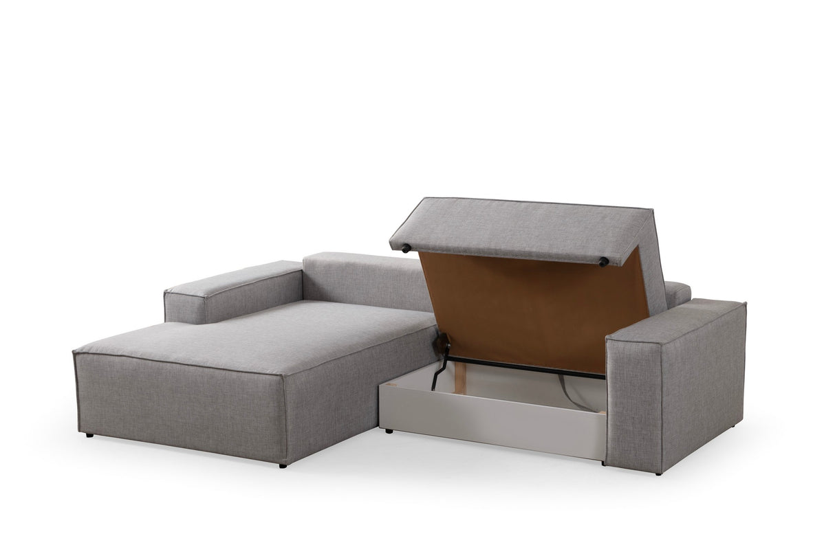 Corner sofa with sleeping function on the left Pirlo light gray