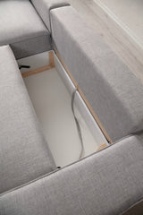 Corner sofa with sleeping function on the left Pirlo light gray