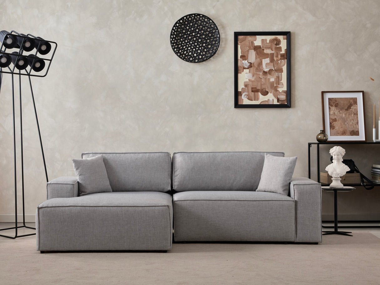 Corner sofa with sleeping function on the left Pirlo light gray