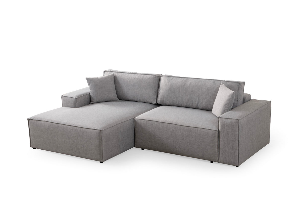 Corner sofa with sleeping function on the left Pirlo light gray