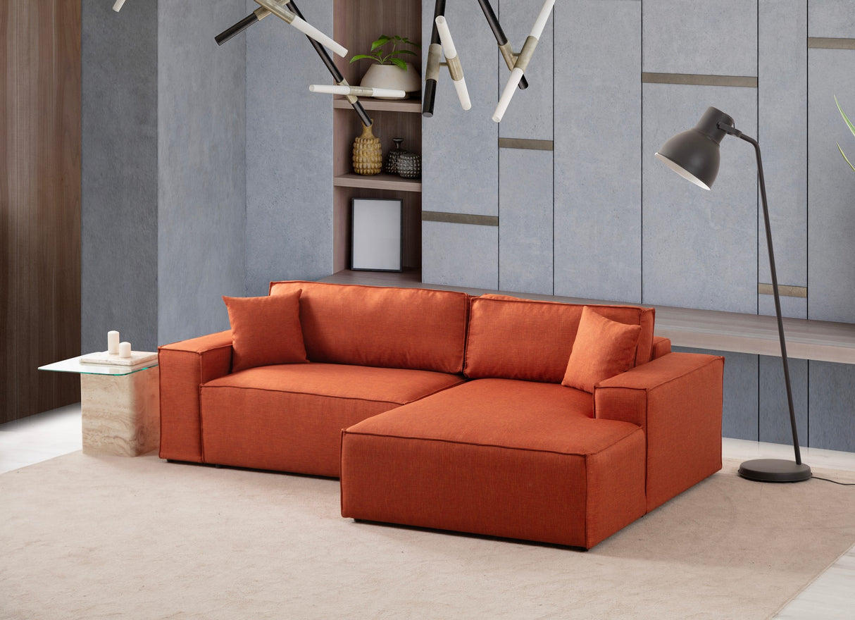 Corner sofa with sleep function on the right Pirlo Orange