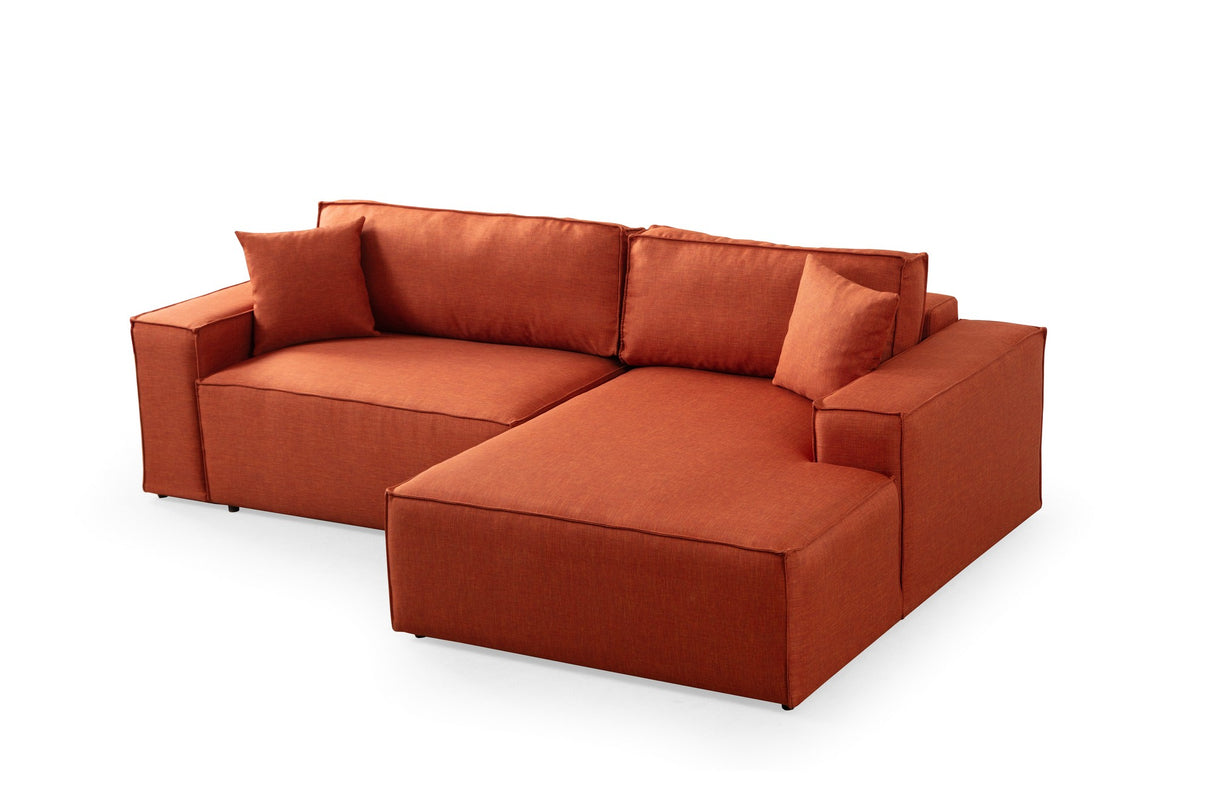 Corner sofa with sleep function on the right Pirlo Orange