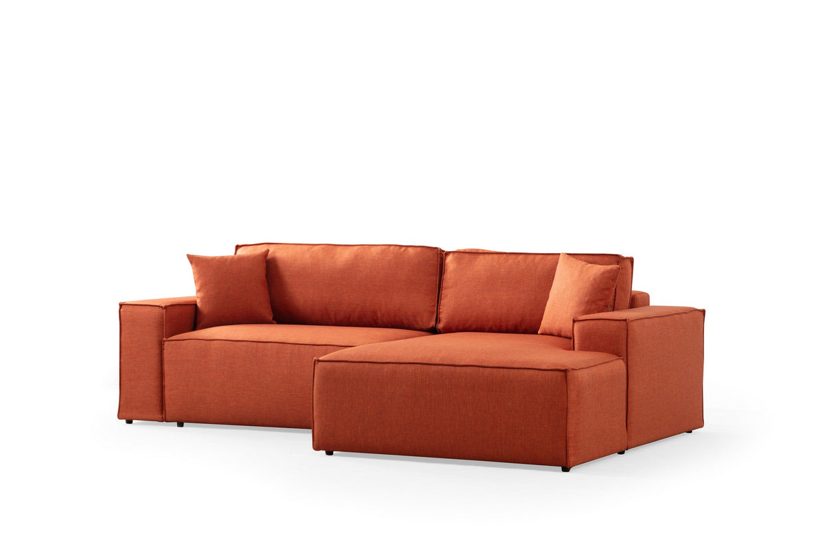 Corner sofa with sleep function on the right Pirlo Orange