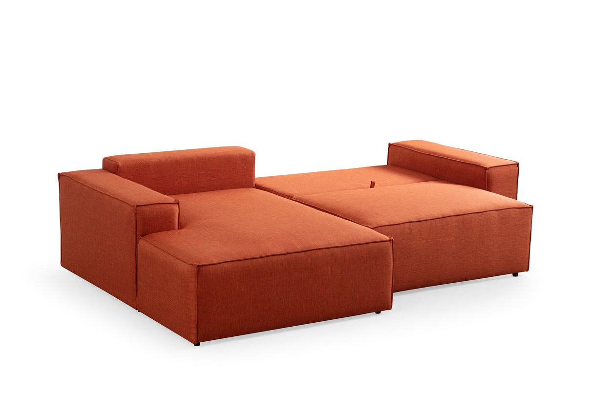 Corner sofa with sleeping function on the left Pirlo Orange