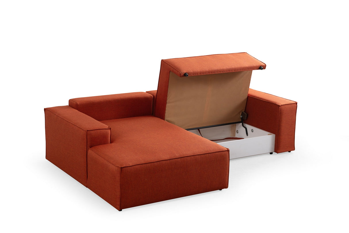 Corner sofa with sleeping function on the left Pirlo Orange