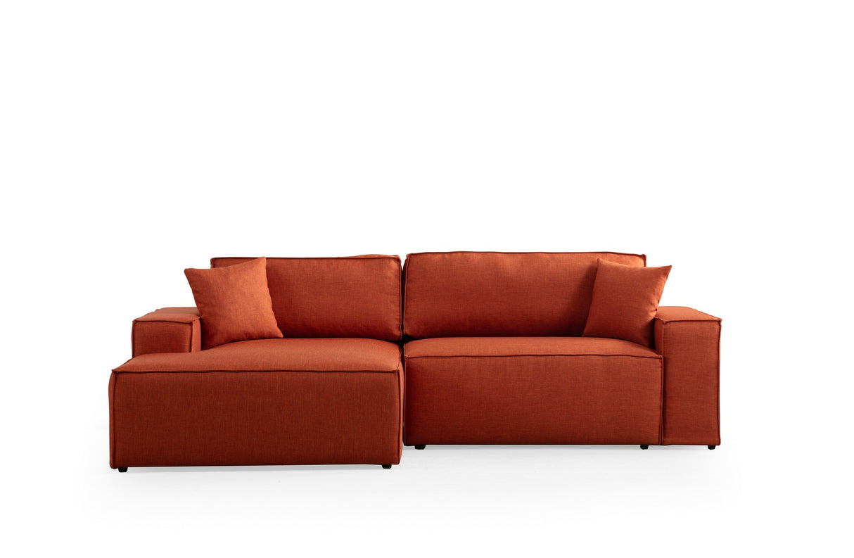 Corner sofa with sleeping function on the left Pirlo Orange