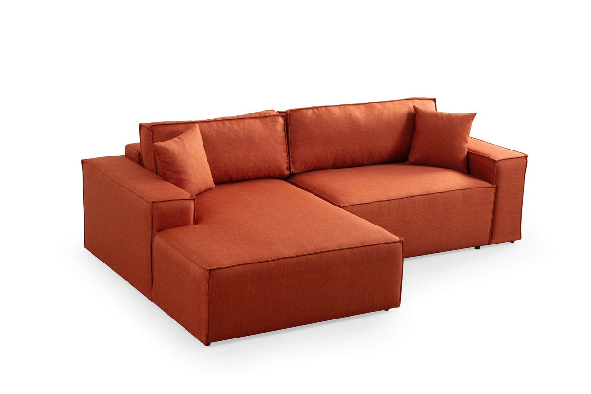 Corner sofa with sleeping function on the left Pirlo Orange