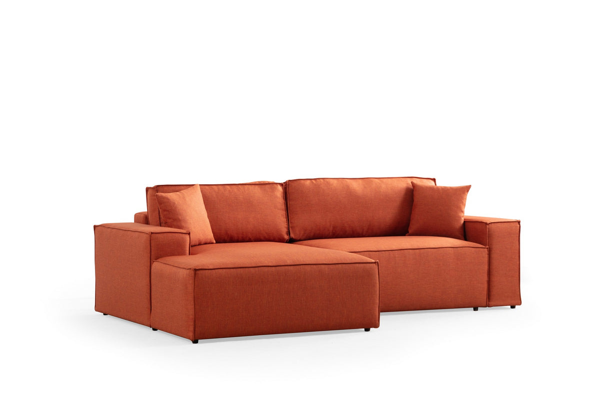 Corner sofa with sleeping function on the left Pirlo Orange