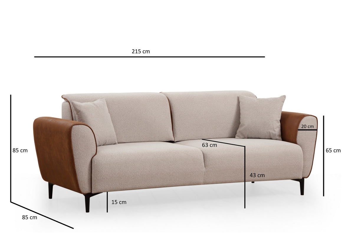 3-seater sofa bed Aren Beige Cinnamon