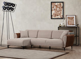 Corner sofa with sleeping function left ears beige cinnamon