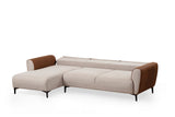 Corner sofa with sleeping function left ears beige cinnamon