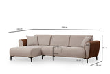 Corner sofa with sleeping function left ears beige cinnamon