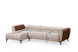 Corner sofa with sleeping function left ears beige cinnamon