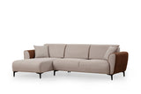 Corner sofa with sleeping function left ears beige cinnamon