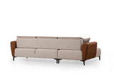 Corner sofa with sleeping function left ears beige cinnamon