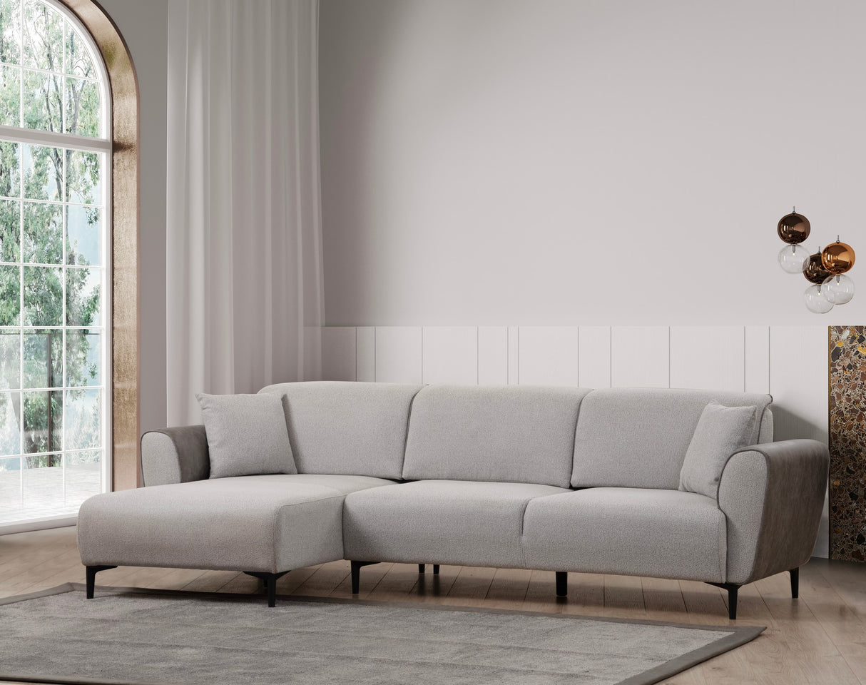 Corner sofa with sleeping function left ears gray