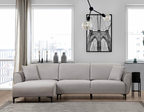 Corner sofa with sleeping function left ears gray