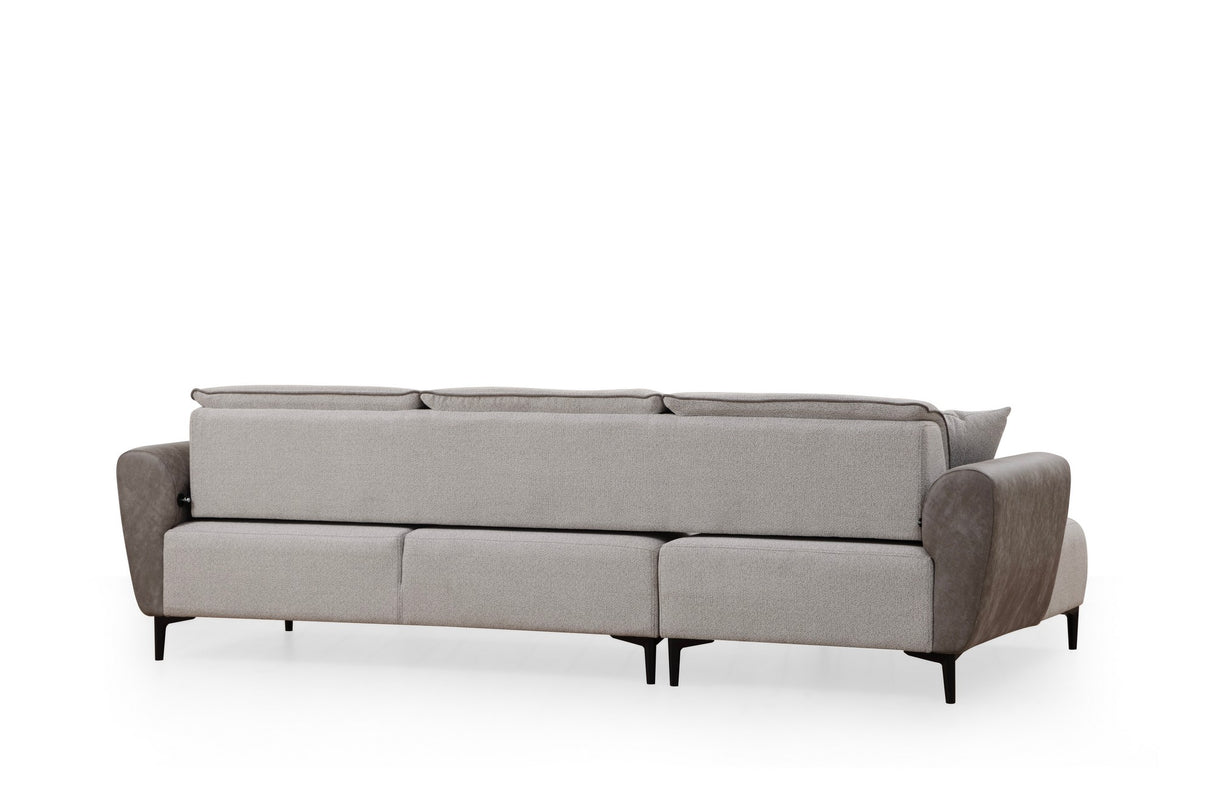 Corner sofa with sleeping function left ears gray