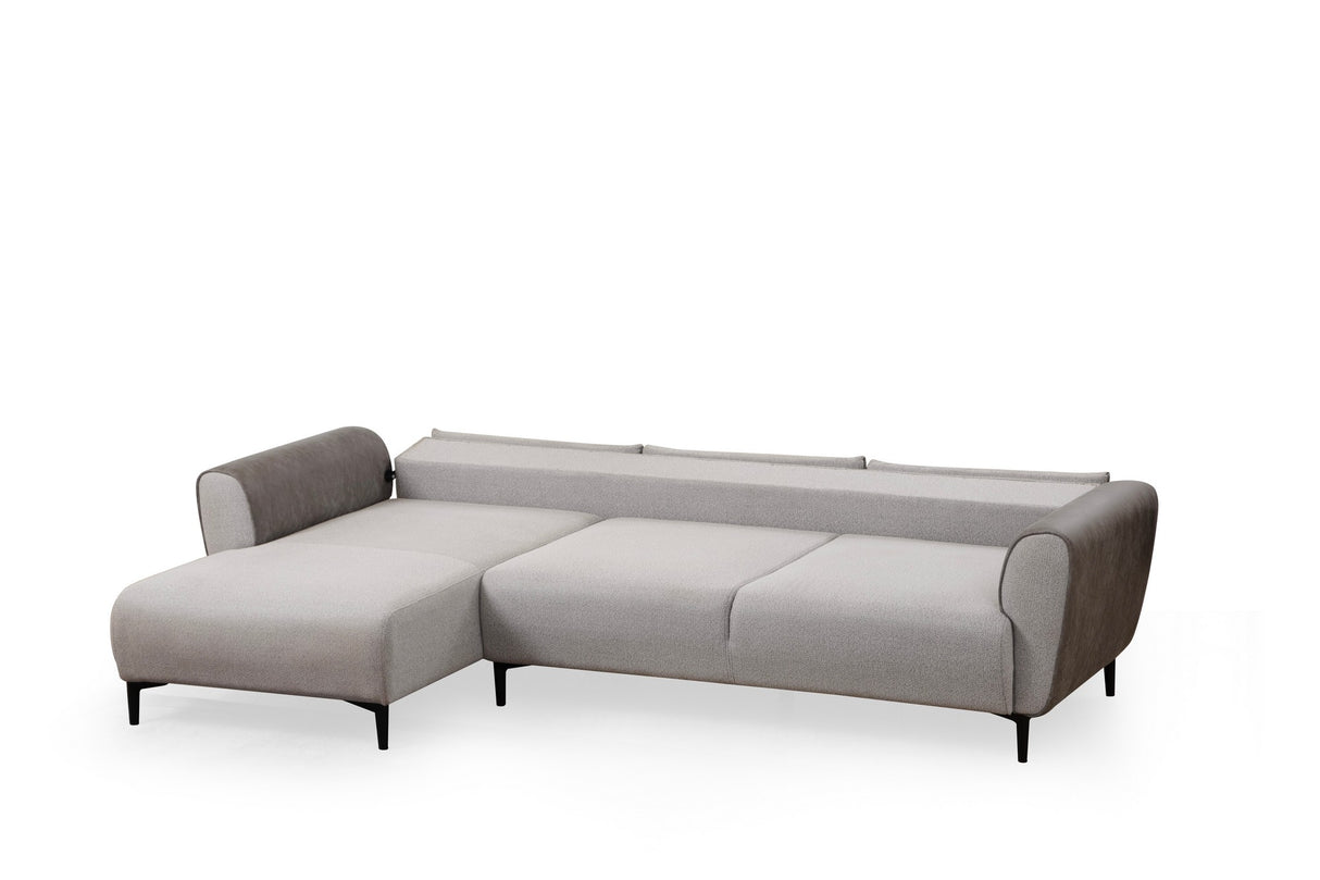 Corner sofa with sleeping function left ears gray