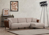 Corner sofa with sleeping function right ear beige cinnamon