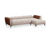 Corner sofa with sleeping function right ear beige cinnamon