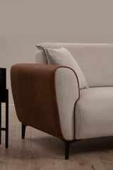 Corner sofa with sleeping function right ear beige cinnamon