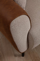 Corner sofa with sleeping function right ear beige cinnamon