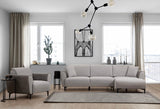 Corner sofa with sleeping function right ears gray