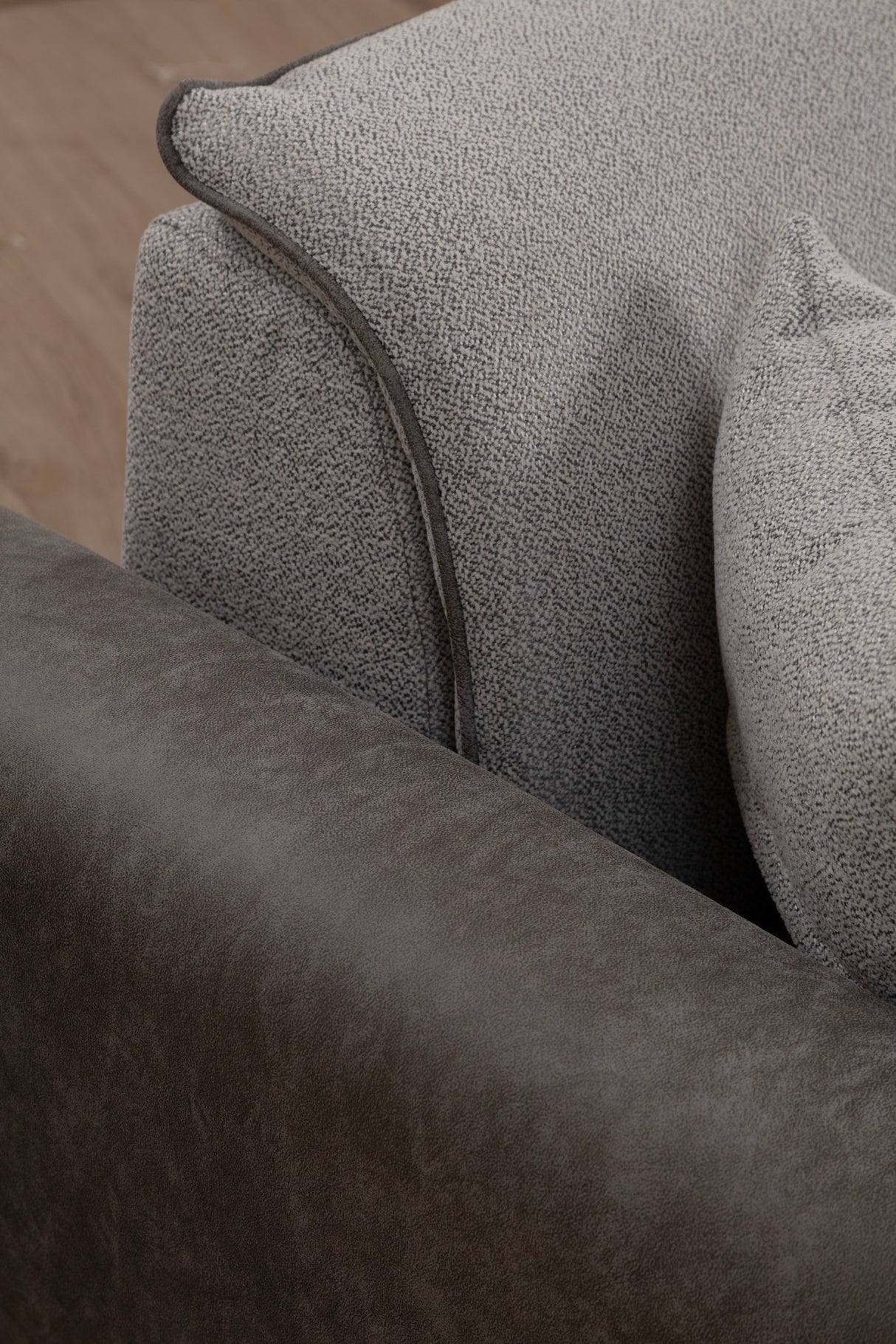 Corner sofa with sleeping function right ears gray