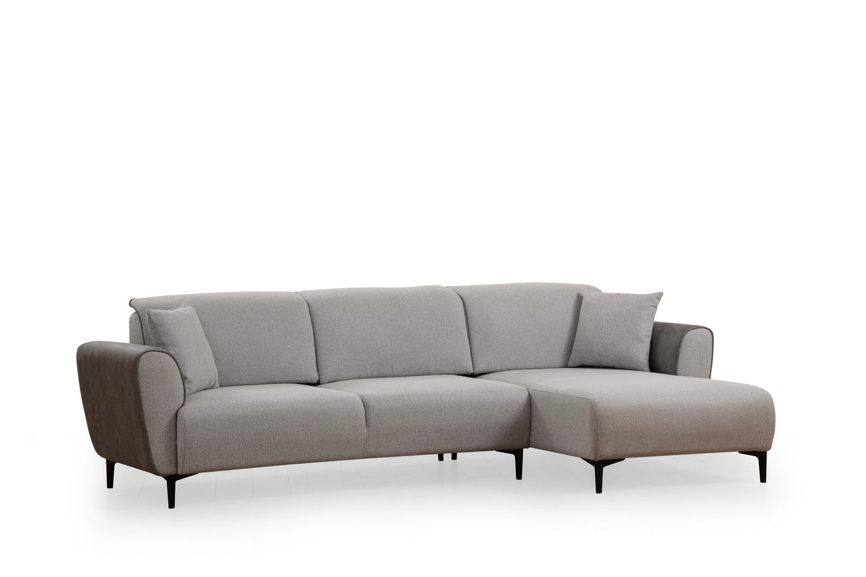 Corner sofa with sleeping function right ears gray