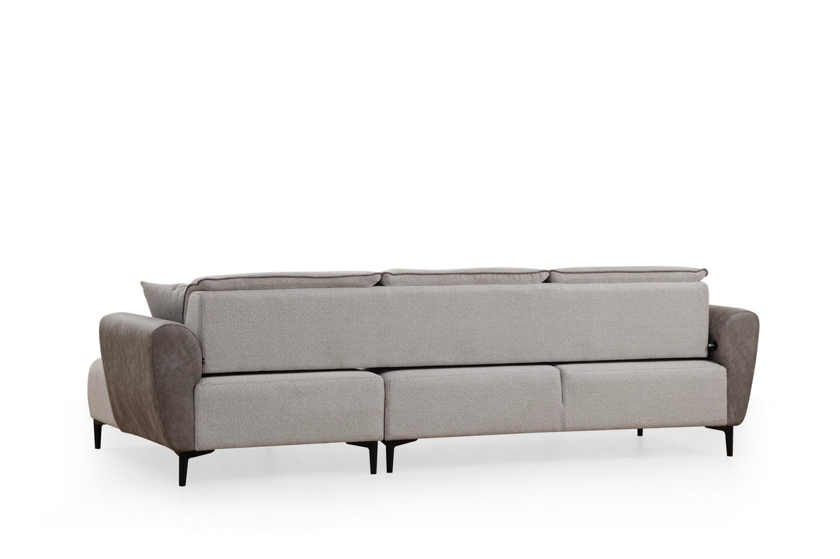 Corner sofa with sleeping function right ears gray