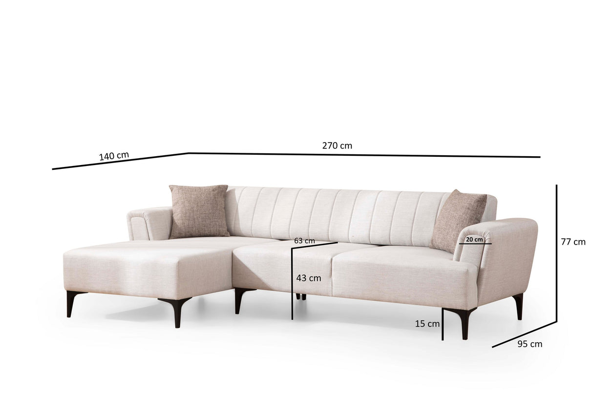 Corner sofa with sleeping function on the left Hamlet ecru