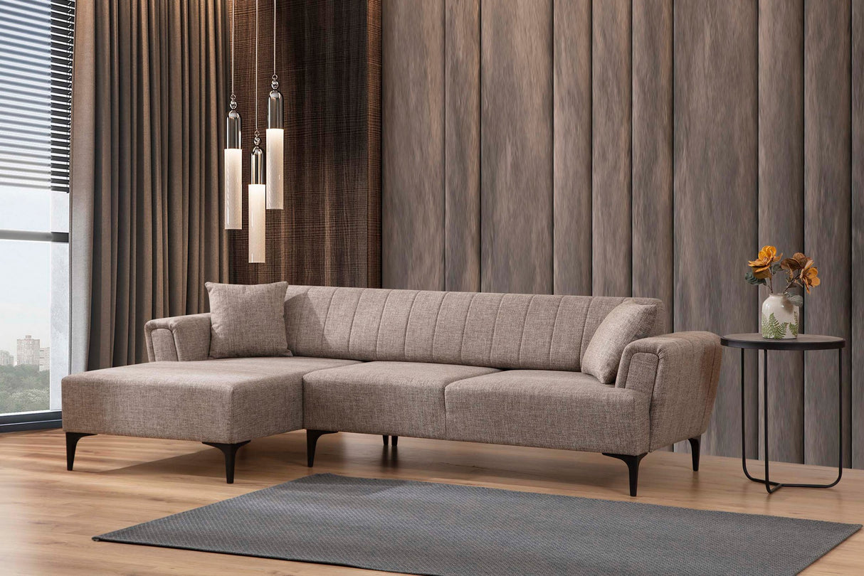 Corner sofa with sleeping function on the left Hamlet light brown