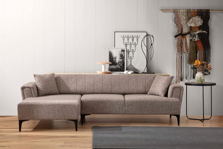 Corner sofa with sleeping function on the left Hamlet light brown