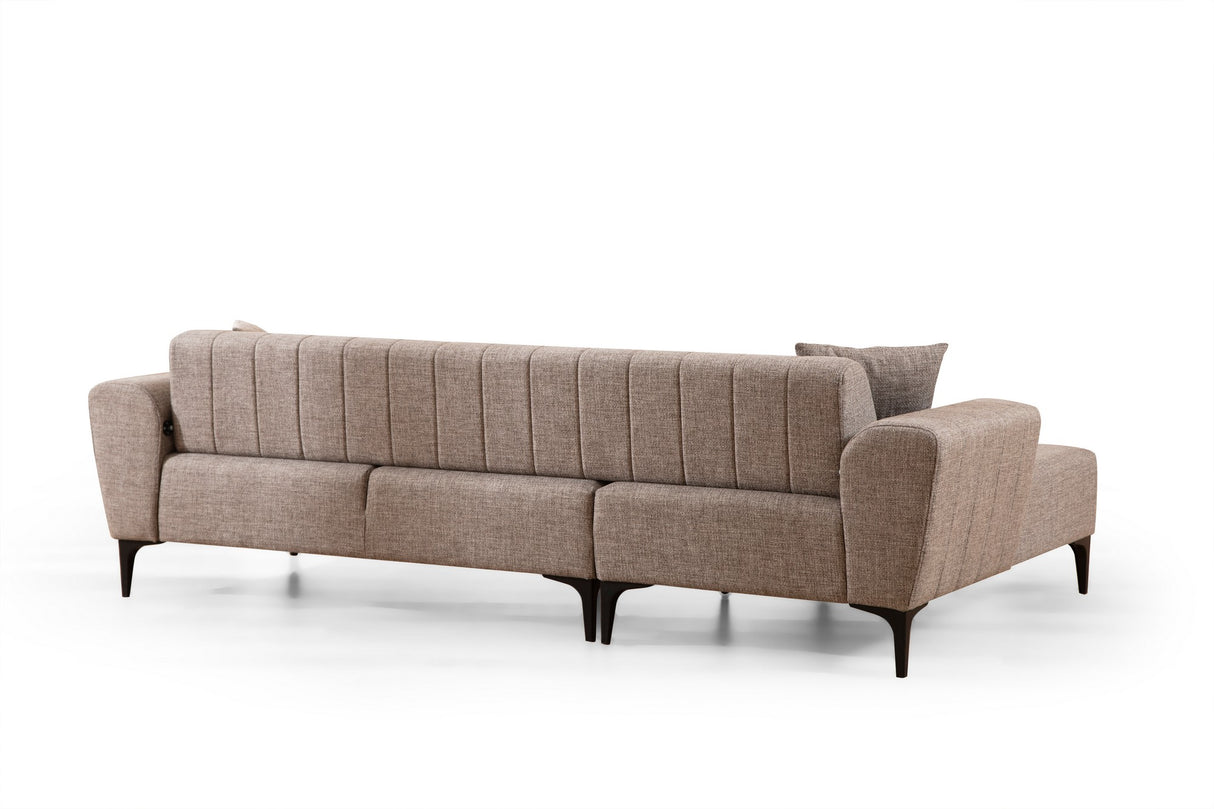 Corner sofa with sleeping function on the left Hamlet light brown